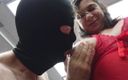 Lovekino: Brunette Farah in Red Lingerie Fucks Masked Guy POV