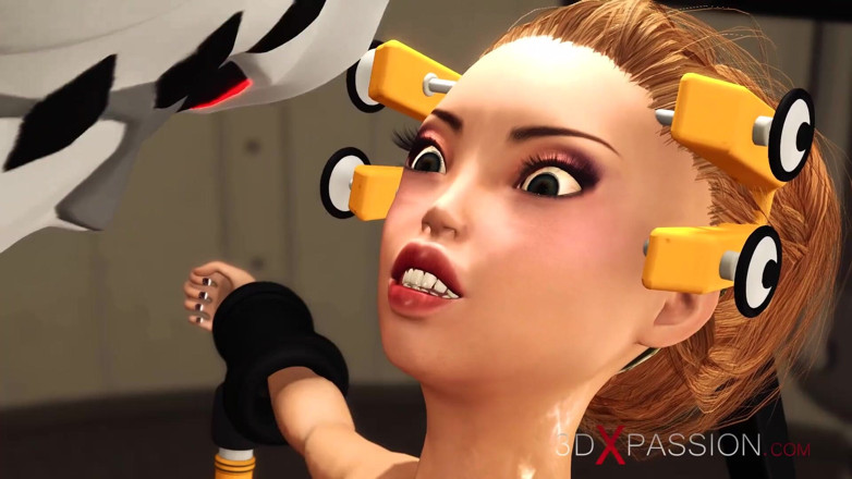 3dxpassion: Hard sex in the sci-fi lab! Hot blonde in restraints...