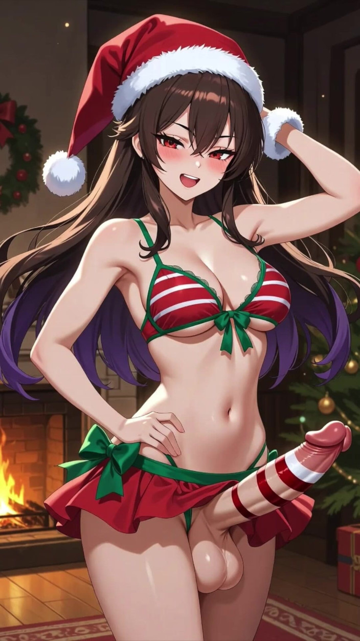 L6RD7BLU3 Transgender AI: 大变性人鸡巴在礼物和圣诞树上射精