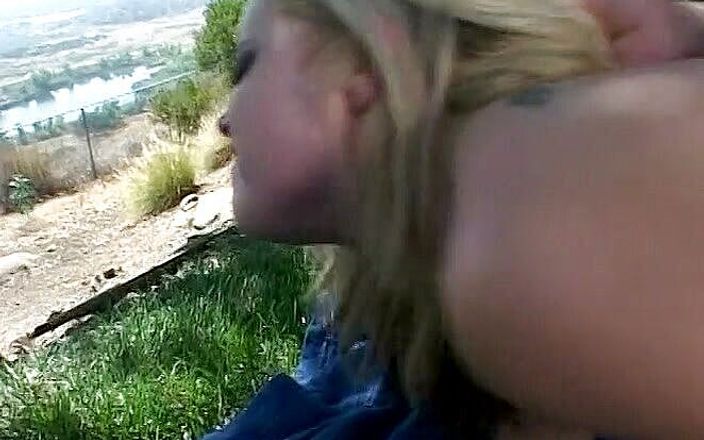 Big White Cock: Anally fucked babe in fishnets gets facialized outdoors