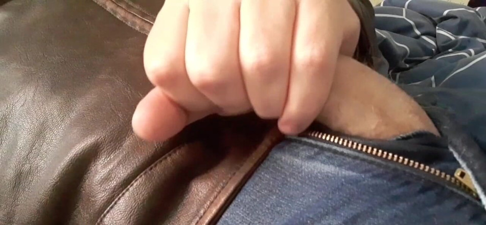 Rusty Sunnybrook: Edge and Cum on New Brown Leather Jacket
