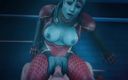 Jackhallowee: Sex with a Blue Alien with Big Breasts
