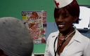Black Jass: Enfermera de ébano pelirroja con medias mientras seduce la polla del...