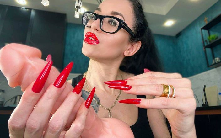 Julia domaina: Lange nagels rood, lange vingers, rode lippen en aftrekken met...