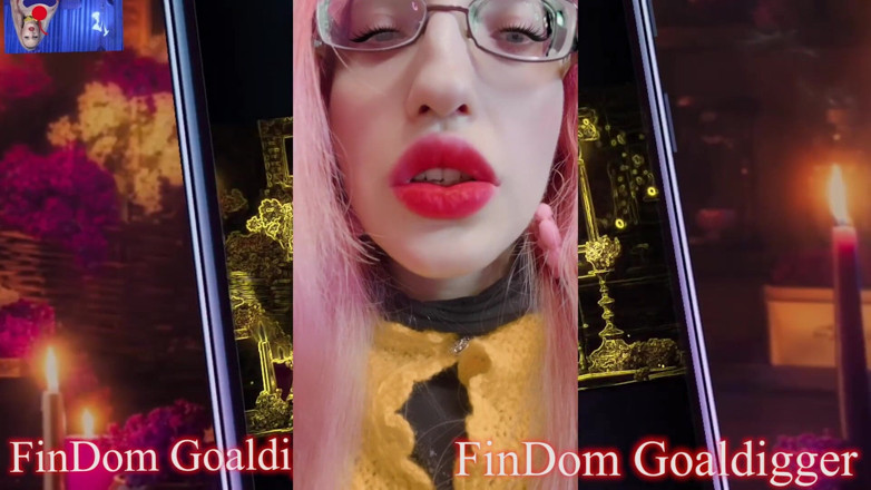 FinDom Goaldigger: Jerking off goof transformation for big red lips