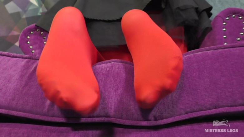 Mistress Legs: Mistress legs tease in sexy red pantyhose for fans