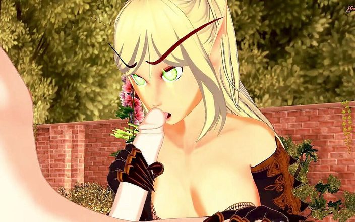 Hentai Smash: Hot Warcraft Elf in lingerie does 69 then gets mouth fucked,...