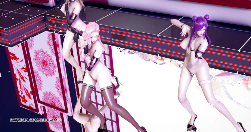 3D-Hentai Games: Tougen Renka - Dança nua Ahri Kaisa Seraphine quente dança erótica