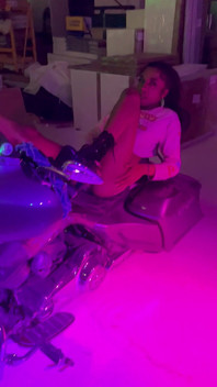 Pink Thong Femboy on Motorcycle