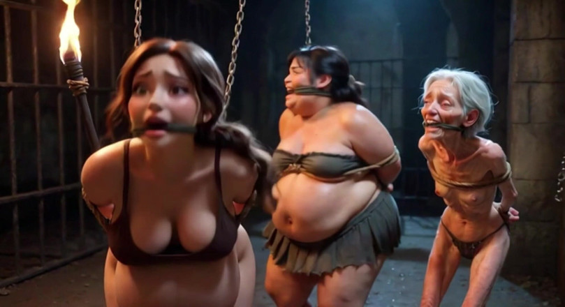 YOUR BEST FANTASY: Trio debole: incinta, SSBBW e nonna legata in una cella...