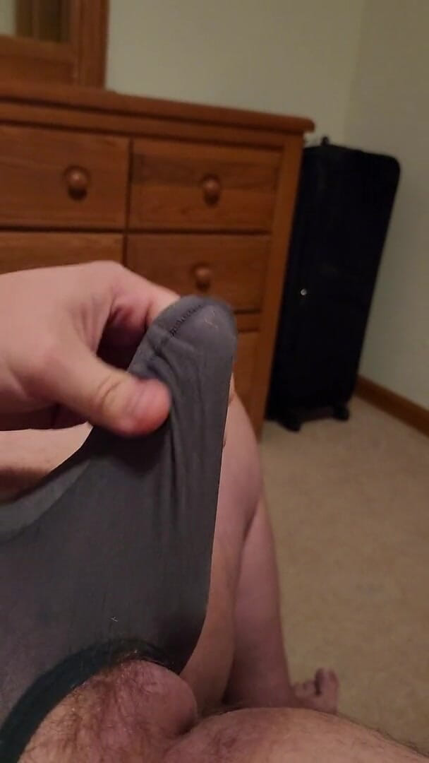 Thong boy: See through thong and cum