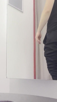 Young Boy in Thong Trying on New Pants, Sweet Ass and Popping Penis