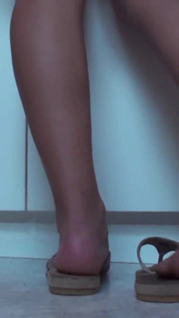 Licking and worship of her soles and flip-flops