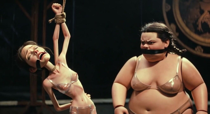 YOUR BEST FANTASY: ทาสผอมในสภาพถูกมัดถูกหญิงสาวอ้วน SSBBW ตี