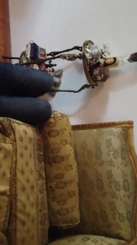 Worshiping the feet of a tattooed gothic lady