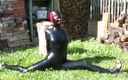 Fetish Islands: Young flexi latex teen stretching outdoor