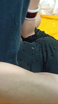 Pretty Girl in Hijab Playing with Officer's Cock for Signature