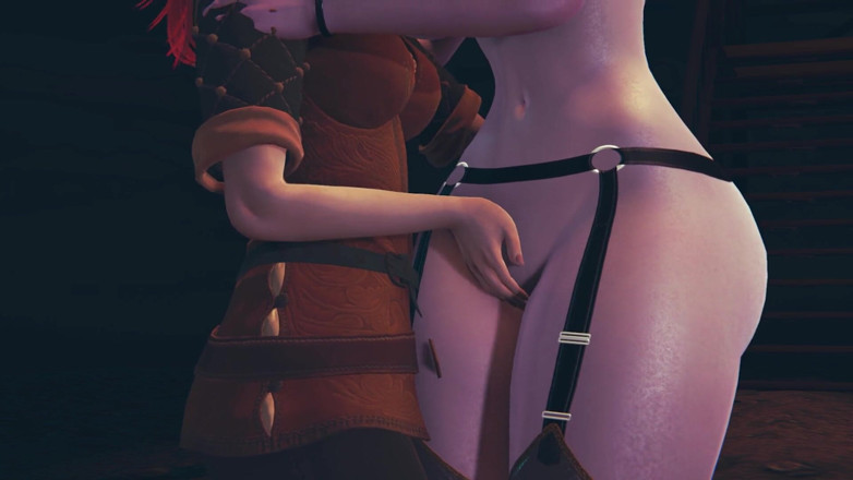Waifu club 3D: Dark and light elf masturbate pussies to each other