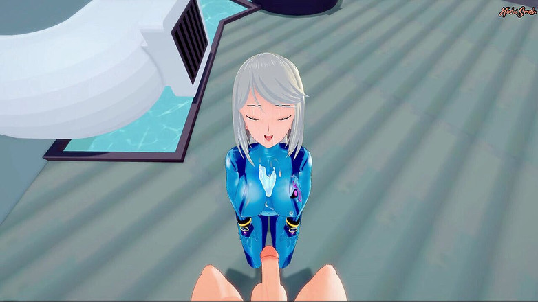 Hentai Smash: Samus dostane POV výstřik na obličej, než dostane misionářský creampie -...