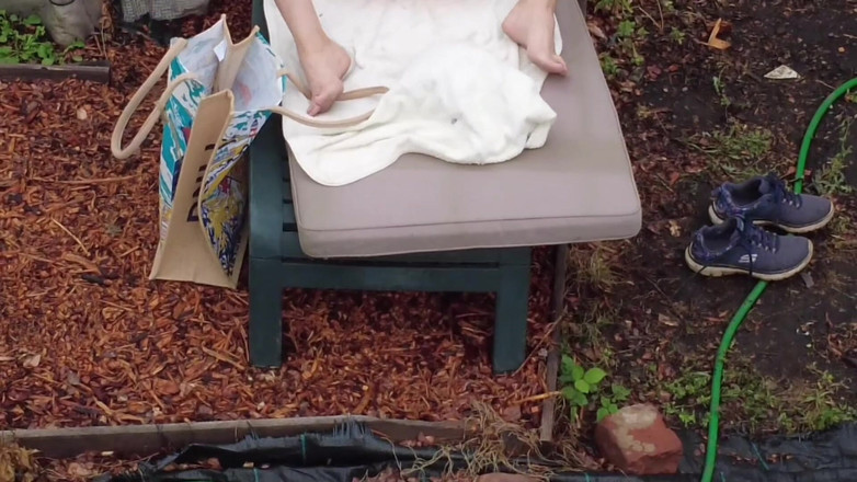 British Cougar: Voyeur with Drone Watches Me in the Garden Playing with...