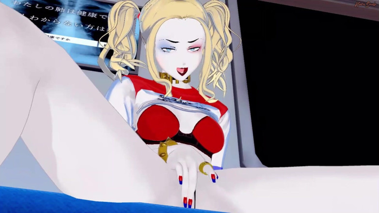 Hentai Smash: Harley Quinn metroda amını ovuyor ve parmaklıyor - DC çizgi romanı Hentai.
