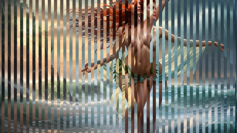 LustRender: 빗속에서 춤을 추는 아름다운 거유 누드 엘프 소녀