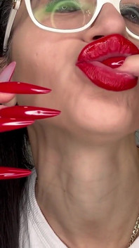 Red Long Nails and Red Lips