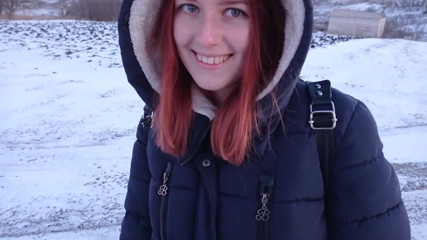 SweetAndFlow: Outdoor sex in winter - Guy fuck me hard