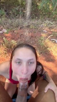 Public Outdoor Sloppy Blowjob - Almost Caught
