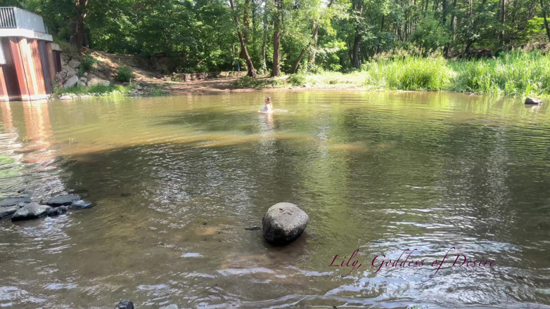 Lily, Goddess of Desire: Cute Teen in Costume Playing in the River Like in...
