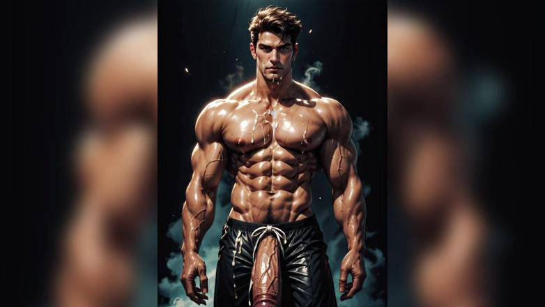 AI Blk: Gay šukání kulturisty s velkým pérem