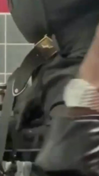 Leather Muscle Dad Smoking Solo Cock Scene