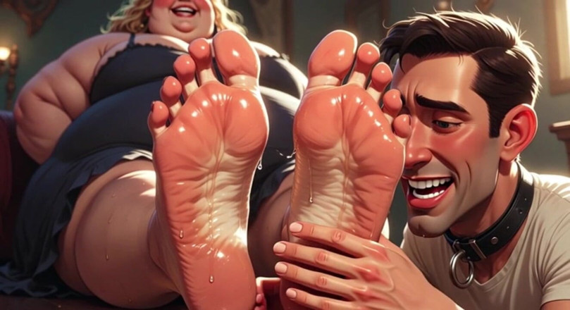 YOUR BEST FANTASY: Submissive Guy Devoted to Sweaty Feet of Huge BBW