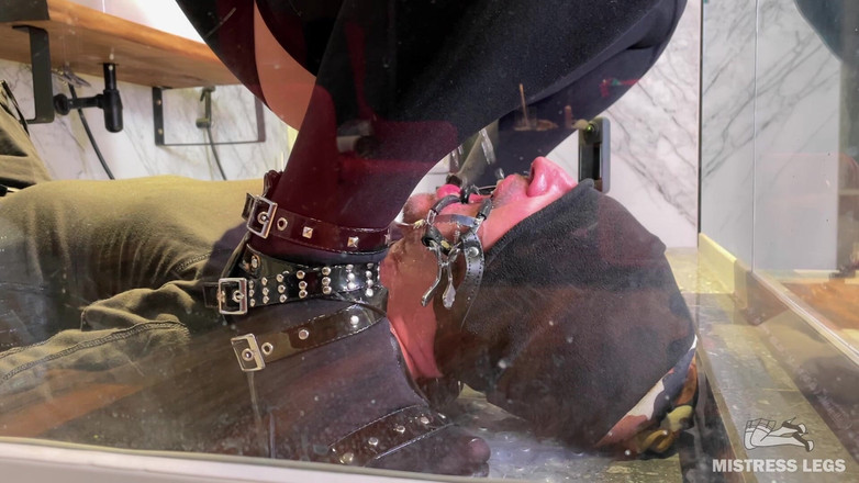 Mistress Legs: Mistress Pees Into Slave's Mouth in Different Outfits and Poses