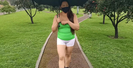 Valery Saenz xxx: Walking Around in the Rainy Park Showing off My Cameltoe