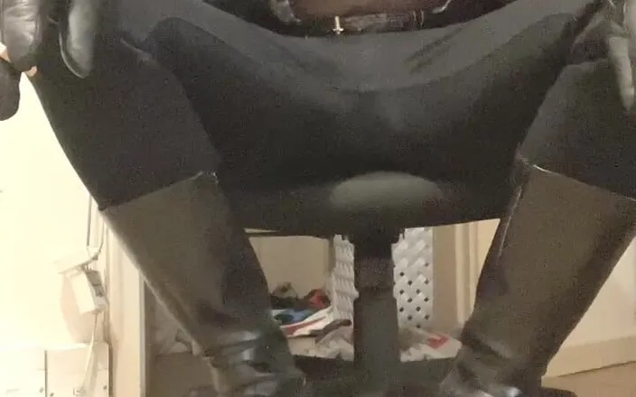 Black smoking muscle stepdad: Leather &amp; Denim Fetish Based Smoking Black Muscle