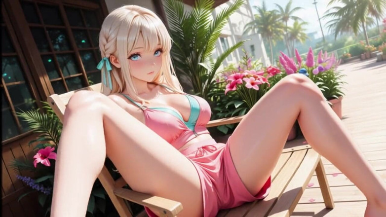 Tay Swift X: Blonde Beautys Private Masturbation on Sunny Tropical Terrace From Shy...