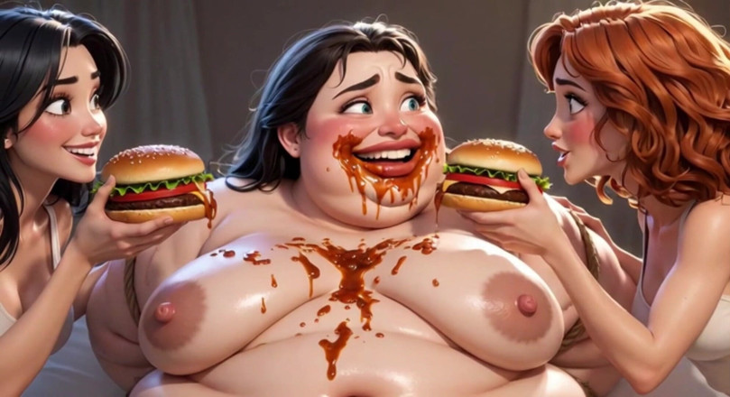 YOUR BEST FANTASY: Obese Ugly Slave Covered in Food - Humiliated by Gorgeous Mistresses