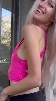 Blonde Barbie Mature Skinny MILF Balcony Tease Dance