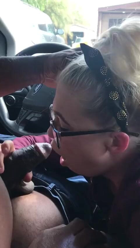 Tickled Pink Productions: Blonde slut wife sucks super fat bbc in car