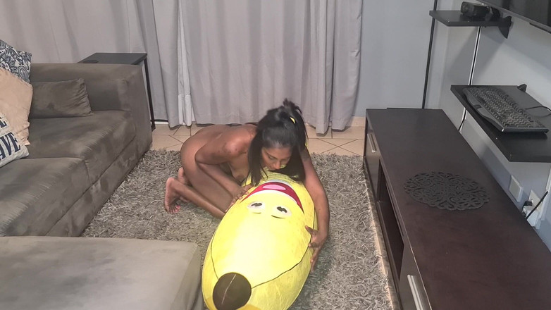 domslutfucker: Tattooed Desi Slut Humps a Big Banana, Close Ups