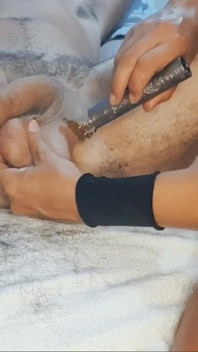 Shaving, Handjob and Ballbusting Me