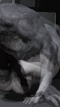 Busty Brunette Anal Sex on the Floor with Big Alien