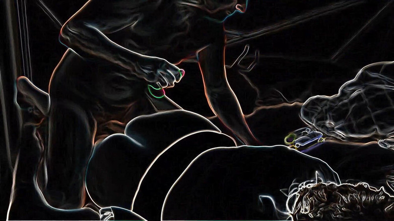 ros_guevara: Hair Pulling Doggystyle on a Neon Night