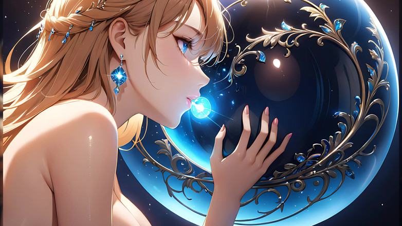 LustRender: 魔法的耳语 - ai girl和一个发光的菊花