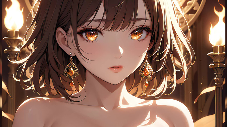 LustRender: 火の粉のキス:小さな炎に照らされた美しい若い女性