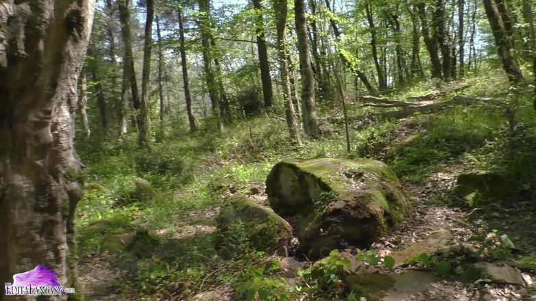 Edita Fantasy: Girl walking in forest decided fingering - publicly undressed