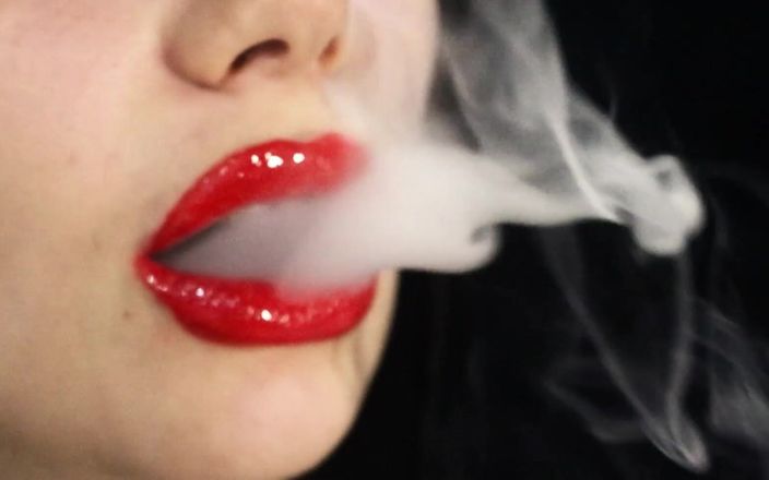 Goddess Misha Goldy: Glossy Red Lips Smoking...