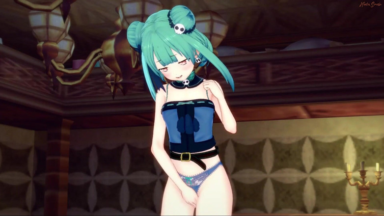 Hentai Smash: Rushia fingers her pussy until she orgasms