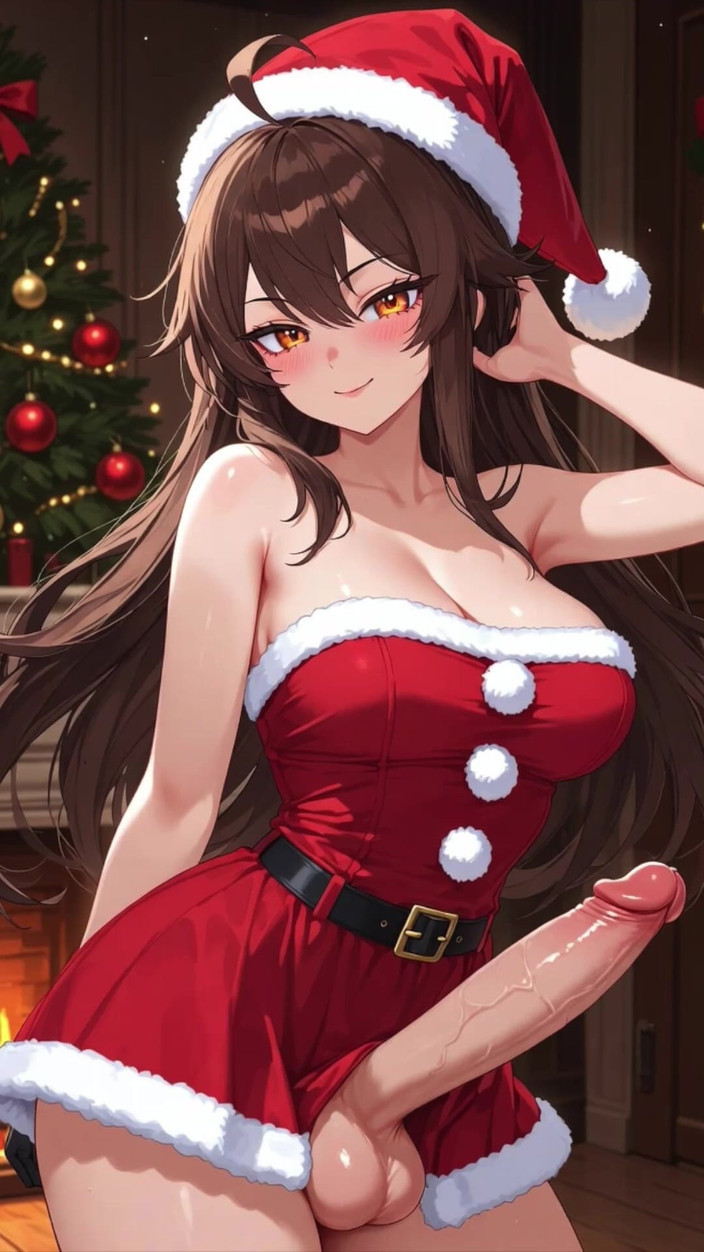 L6RD7BLU3 Transgender AI: 大きなトランスジェンダーのペニスがプレゼントやクリスマスツリーで射精している